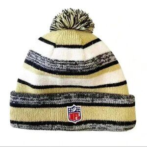 New Era NFL New Orleans Saints Hat Toque Beanie Pom Pom Yellow Black White